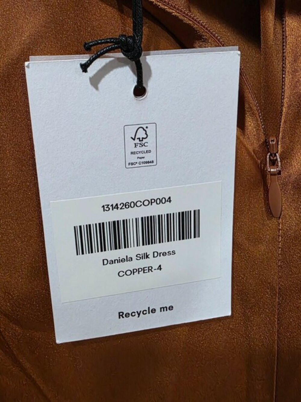 NWT Reformation Daniela Copper Silk Dress - Picture 7 of 9